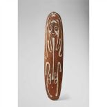 GOPE BOARD PAPUA NEW GUINEA carved wood pigment, with an ancestor figure carved in shallow relief (