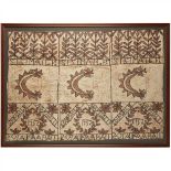TAPA CLOTH SAMOA bark cloth and pigment, the tapa divided into six panels, all decorated with
