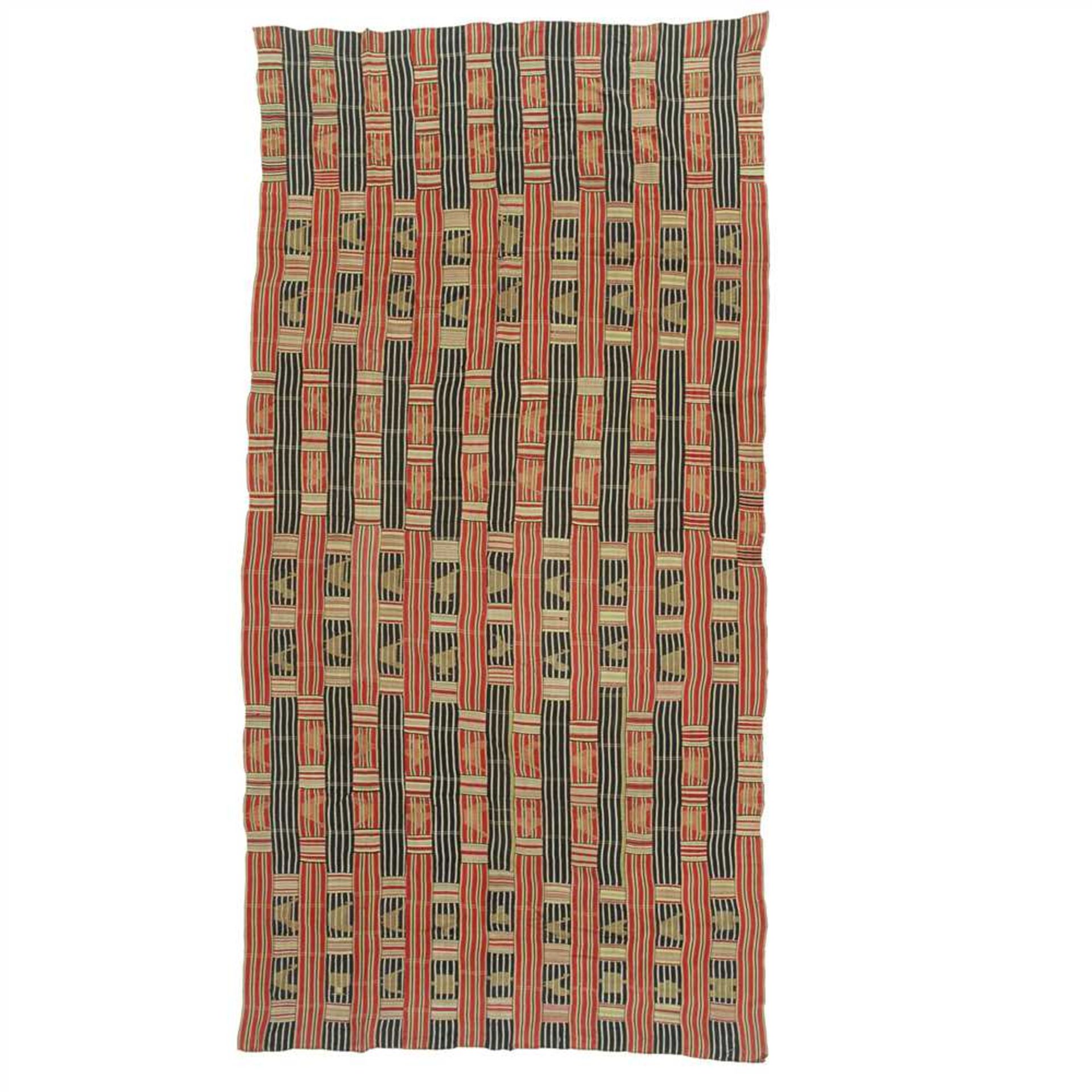 EWE KENTE CLOTH GHANA / TOGO cotton, multicoloured woven strips with chickens, combs and other birds