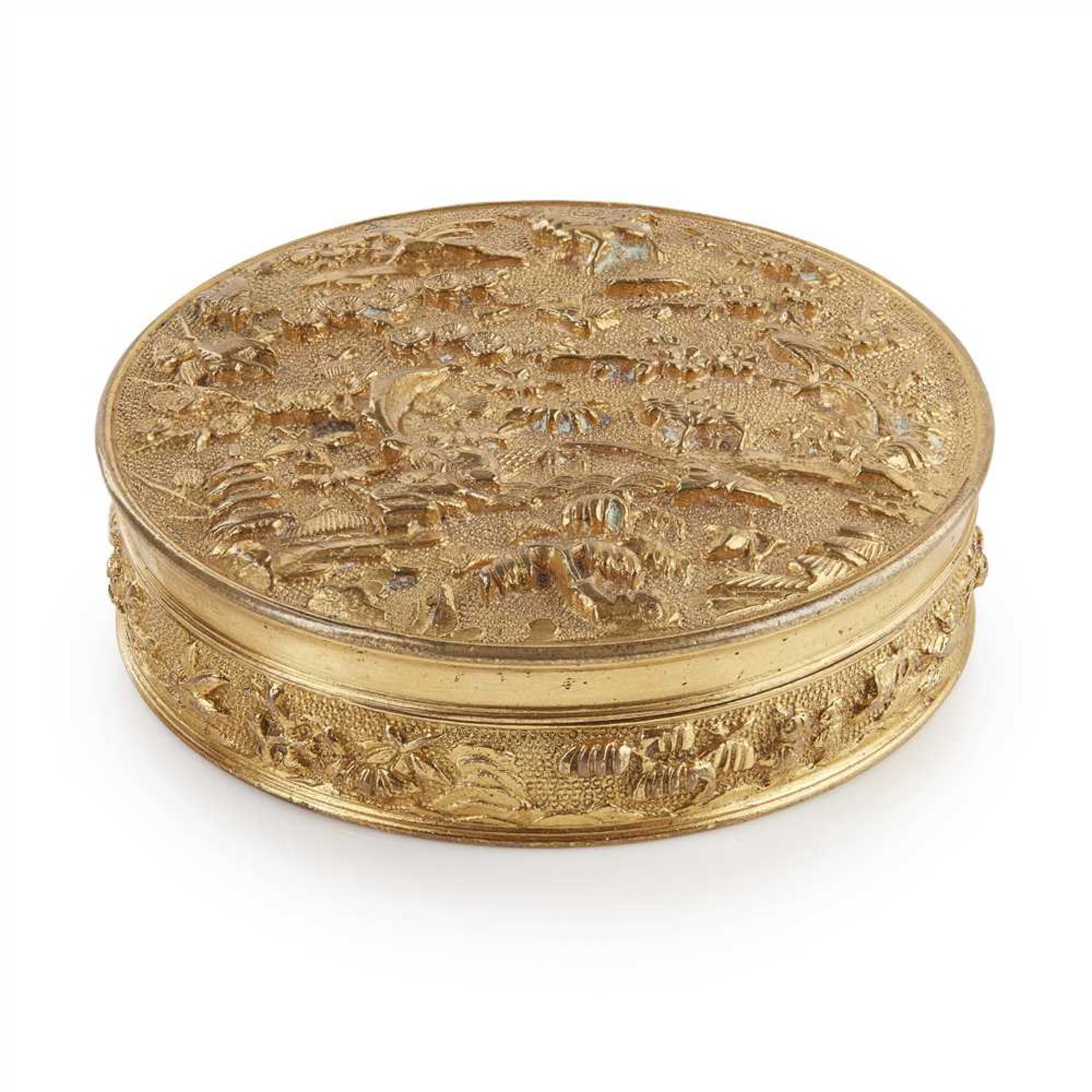 GILT-SILVER CIRCULAR BOX AND COVER QING DYNASTY, 18TH CENTURY