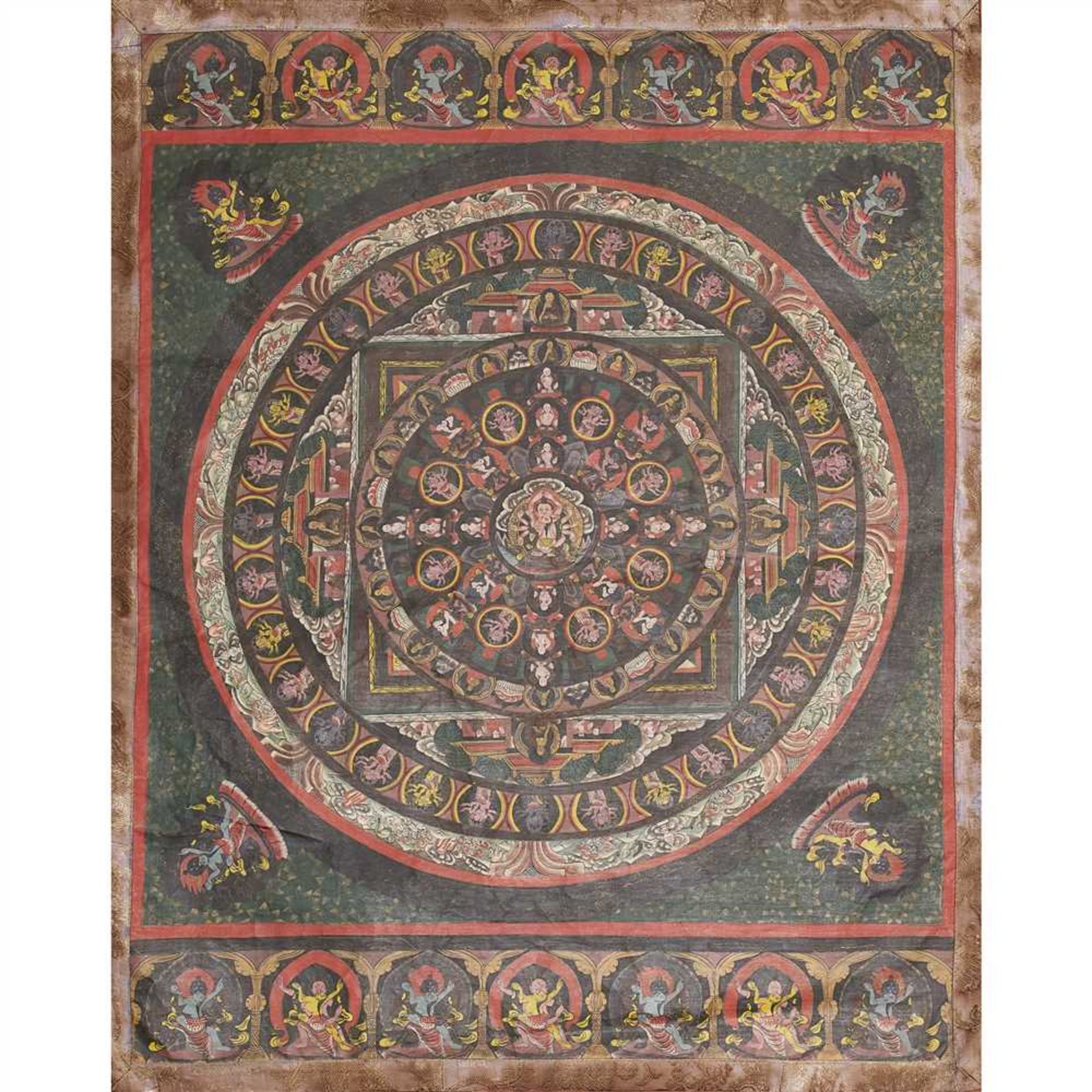 THANGKA DEPICTING A MANDALA QING DYNASTY, 19TH CENTURY