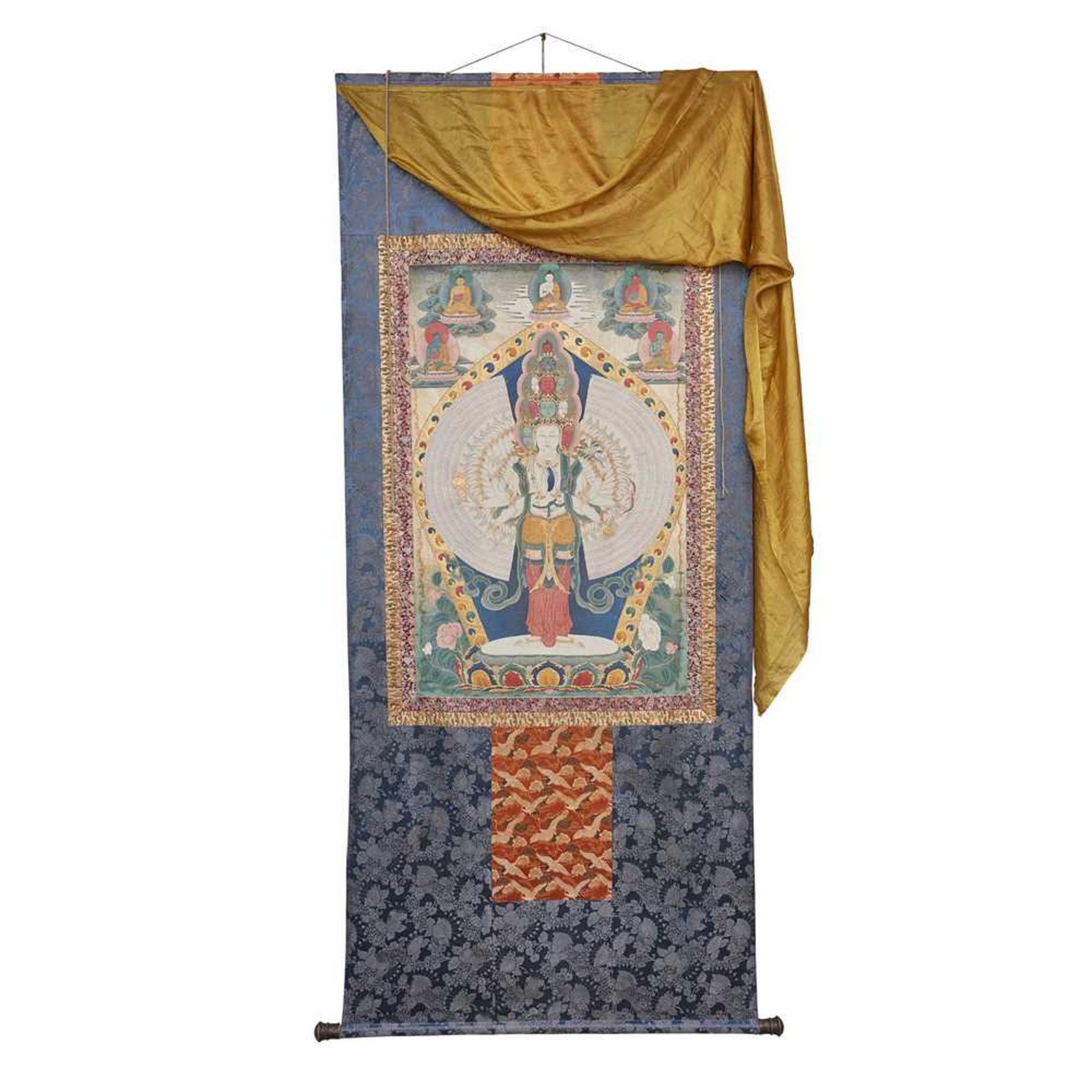 THANGKA DEPICTING AVALOKITESVARA SAHASRABHUJA QING DYNASTY, 18TH CENTURY - Image 2 of 2