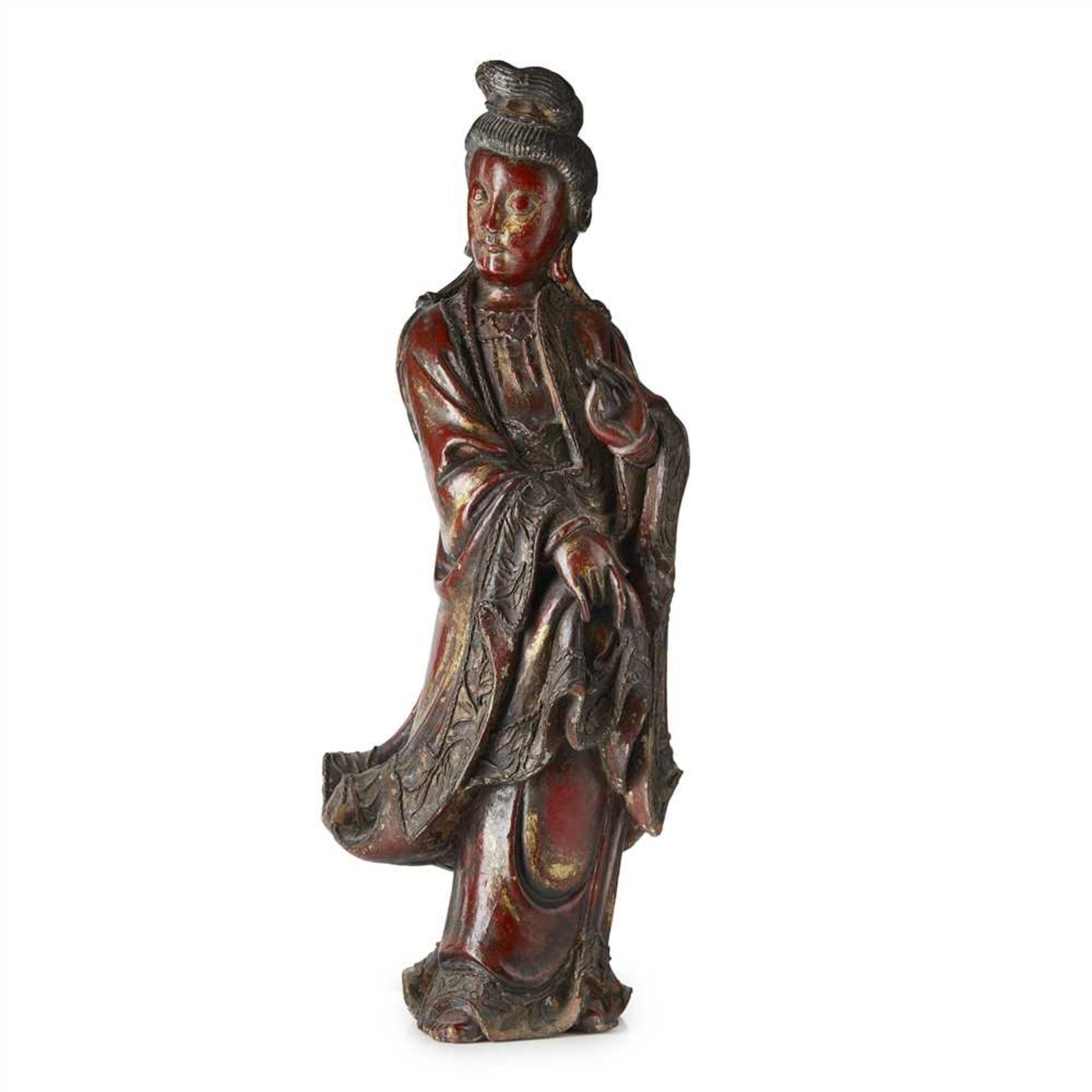 LACQUERED WOOD FIGURE OF GUANYIN QING DYNASTY, 18TH-19TH CENTURY