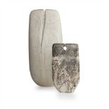 § Peter Hayes (British 1946-) White raku bow and raku bow with keyhole