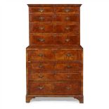 GEORGE I WALNUT BANDED CHEST-ON-CHEST EARLY 18TH CENTURY