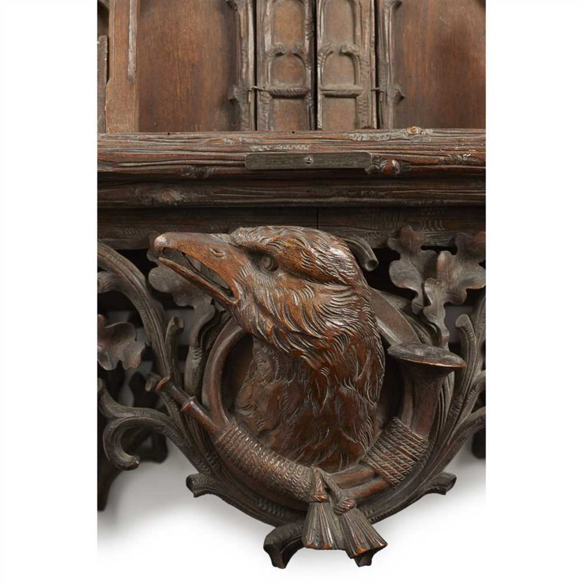 LARGE BLACK FOREST CARVED WALL CLOCK BY EMILIAN WEHRLE, RETAILED BY THE MORATH BROTHERS, LIVERPOOL - Image 2 of 4