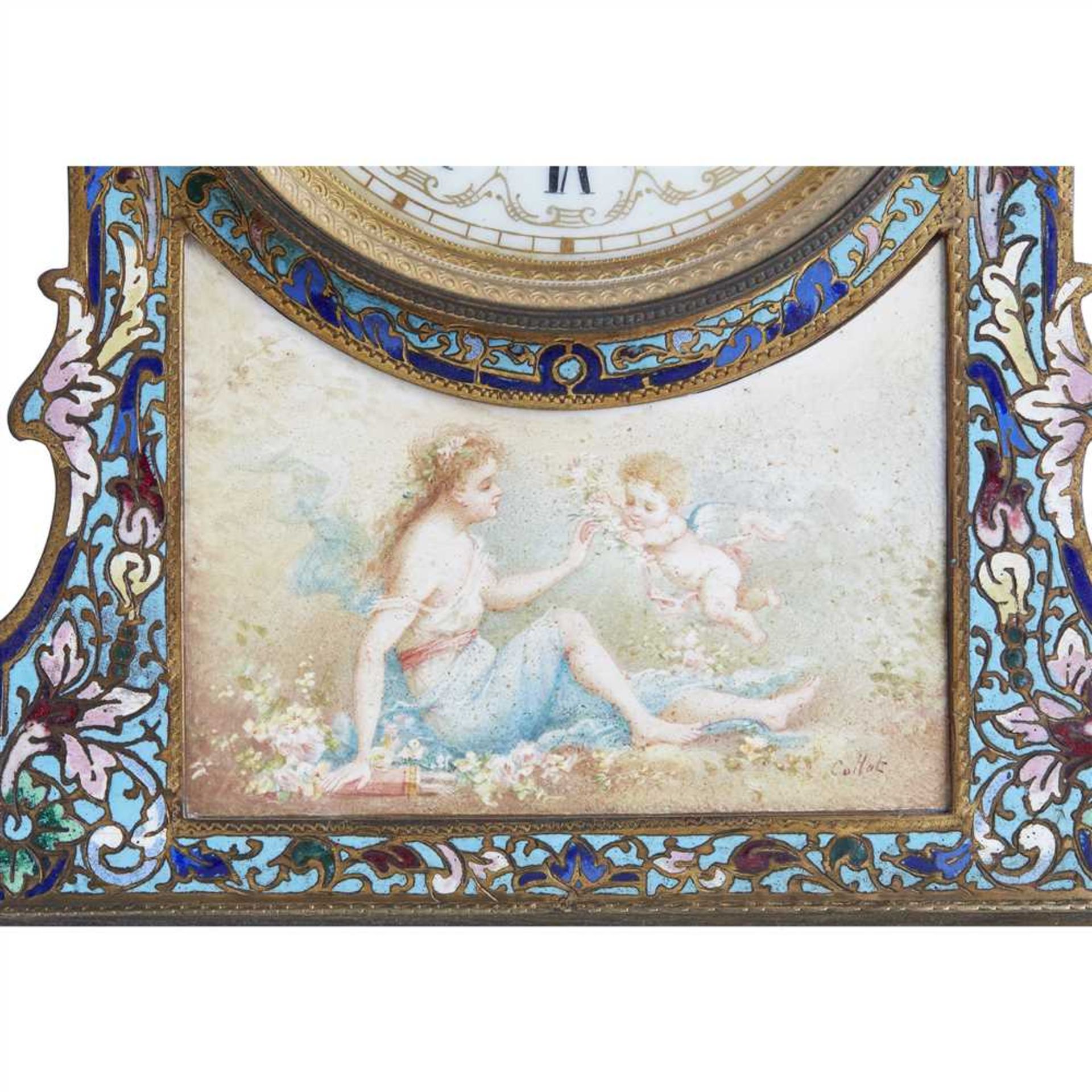 FRENCH CHAMPLEVÉ ENAMEL MANTEL CLOCK LATE 19TH CENTURY - Image 7 of 7