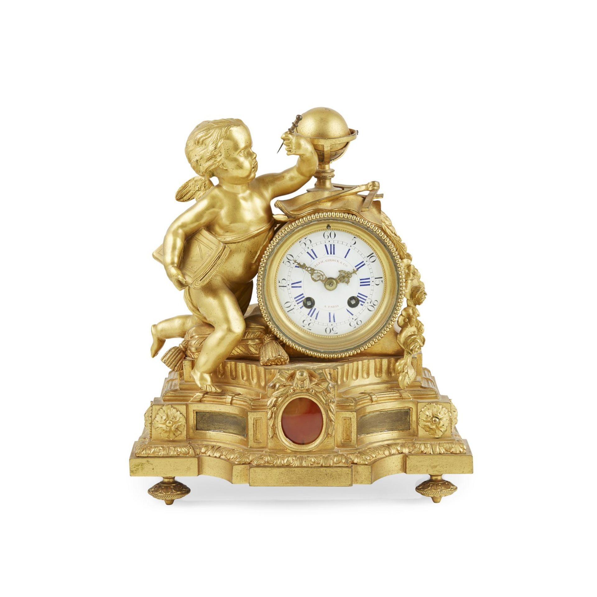 FRENCH GILT BRONZE MANTEL CLOCK, ALPHONSE GIROUX & CIE., PARIS 19TH CENTURY