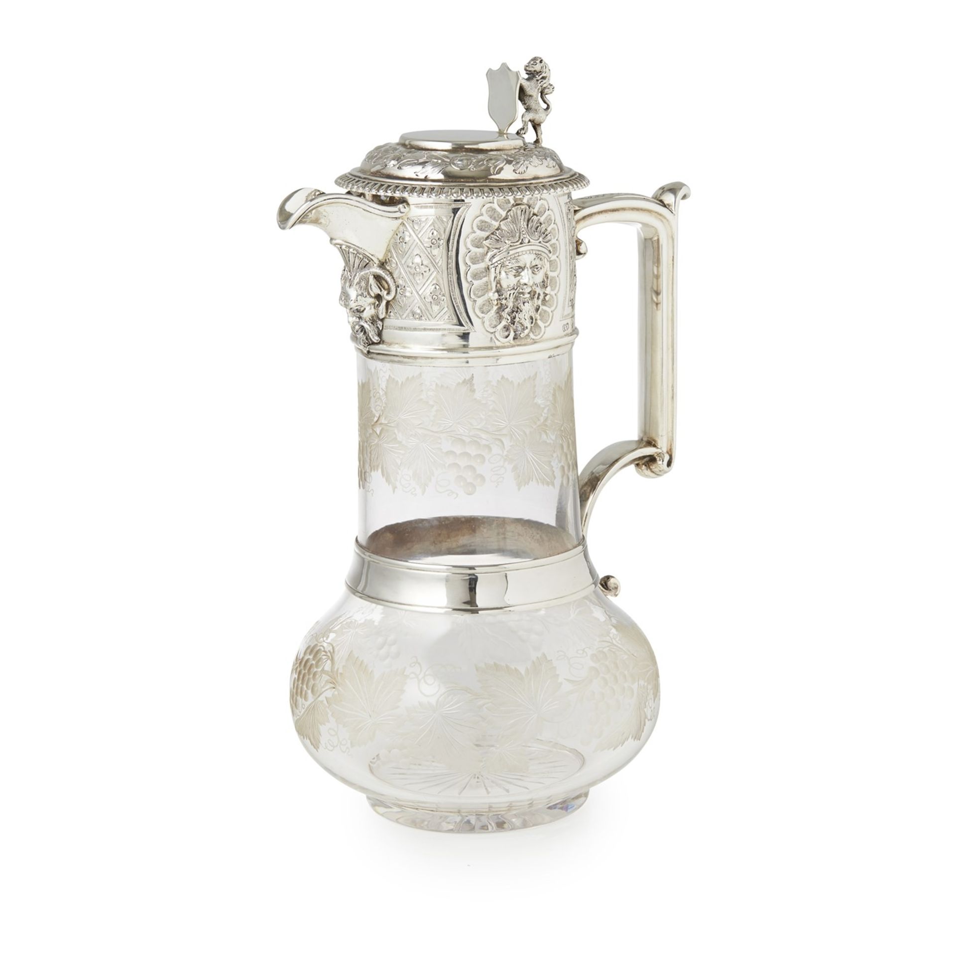 VICTORIAN SILVER MOUNTED GLASS CLARET JUG BIRMINGHAM, 1864 - Image 5 of 5