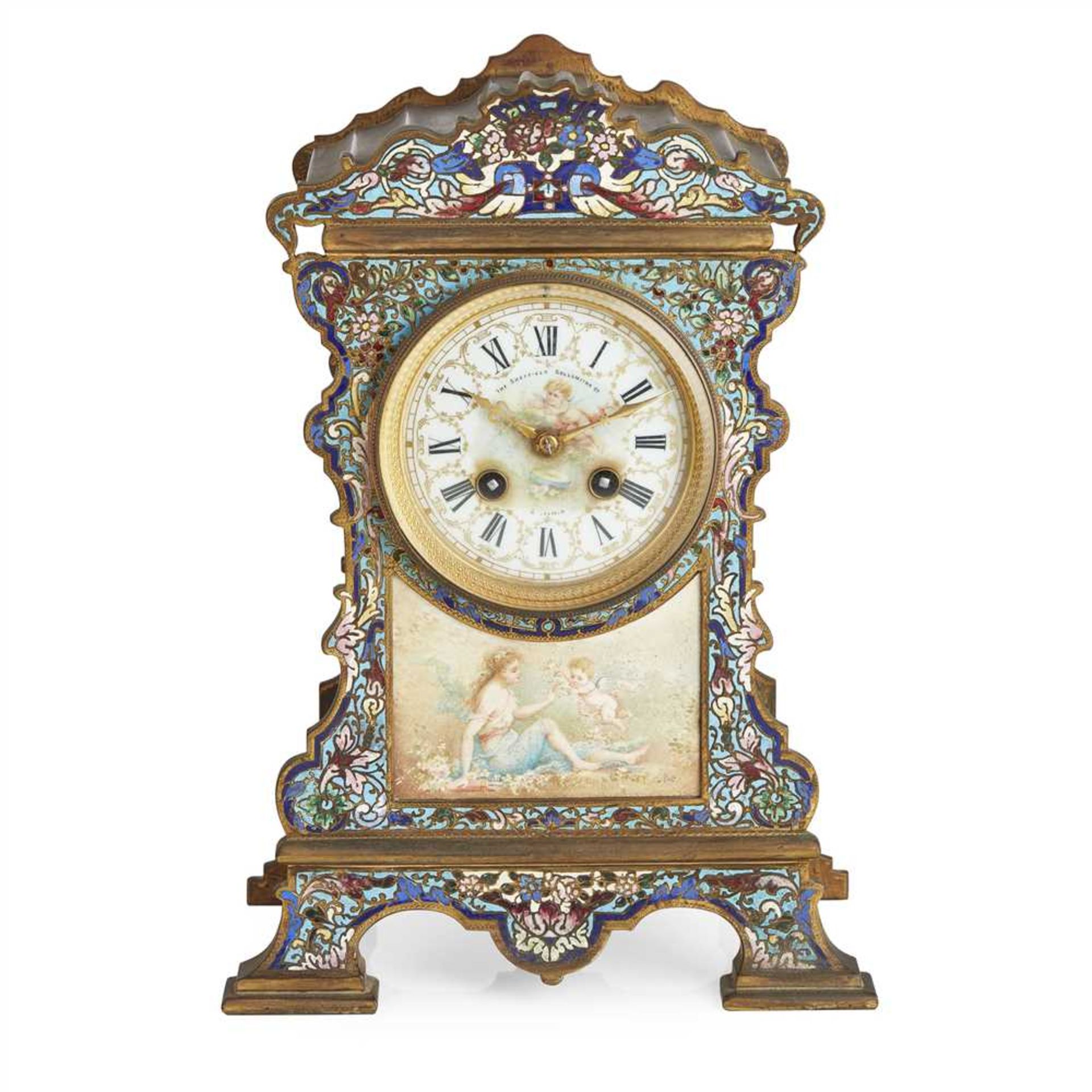 FRENCH CHAMPLEVÉ ENAMEL MANTEL CLOCK LATE 19TH CENTURY