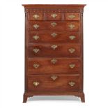 AMERICAN COLONIAL MAHOGANY TALL CHEST OF DRAWERS 18TH CENTURY