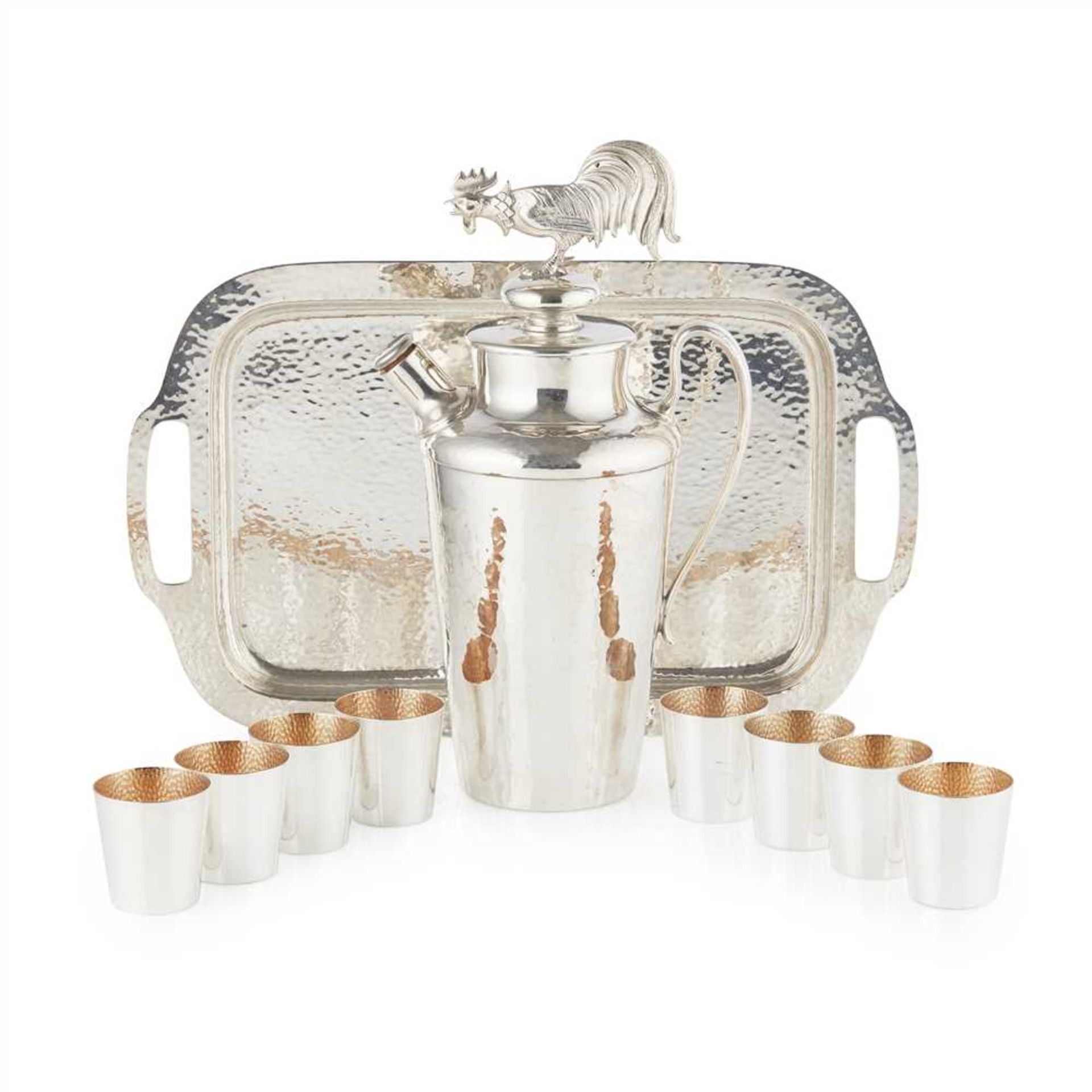 AMERICAN SILVER-PLATED COCKTAIL SET, BLACK, STARR & FROST SECOND QUARTER 20TH CENTURY