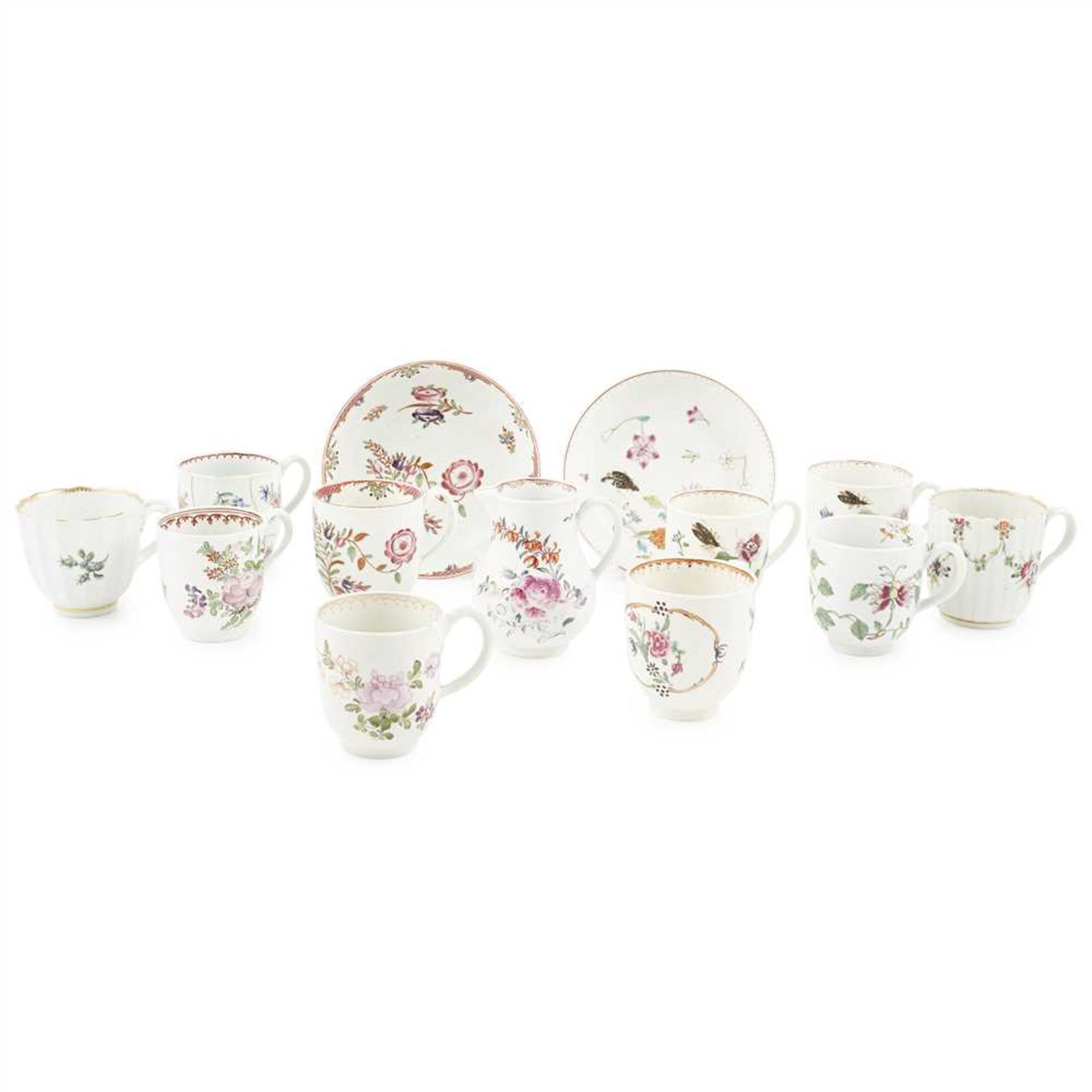 GROUP OF WORCESTER COFFEE WARES 18TH CENTURY