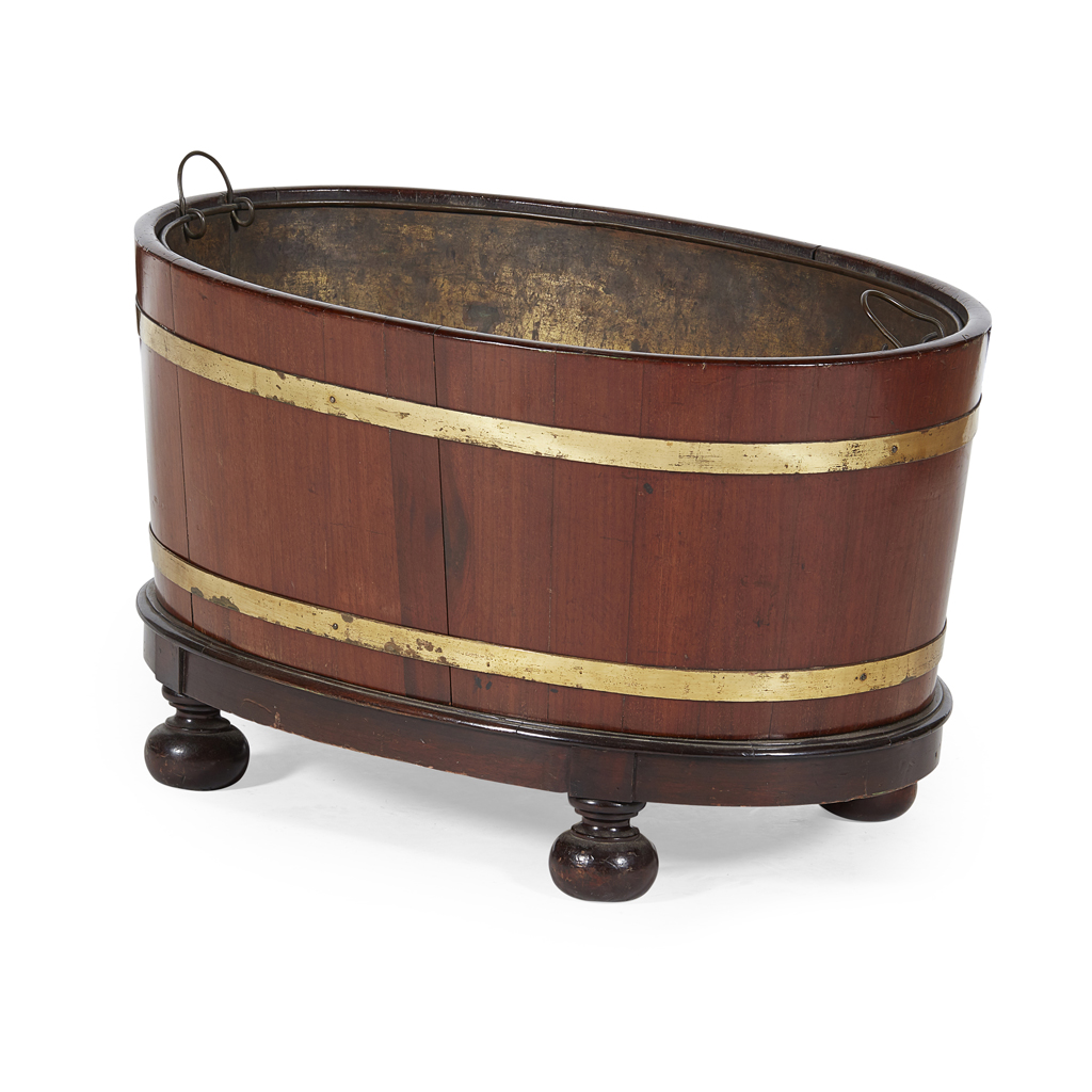 VICTORIAN MAHOGANY BRASS BANDED WINE COOLER 19TH CENTURY