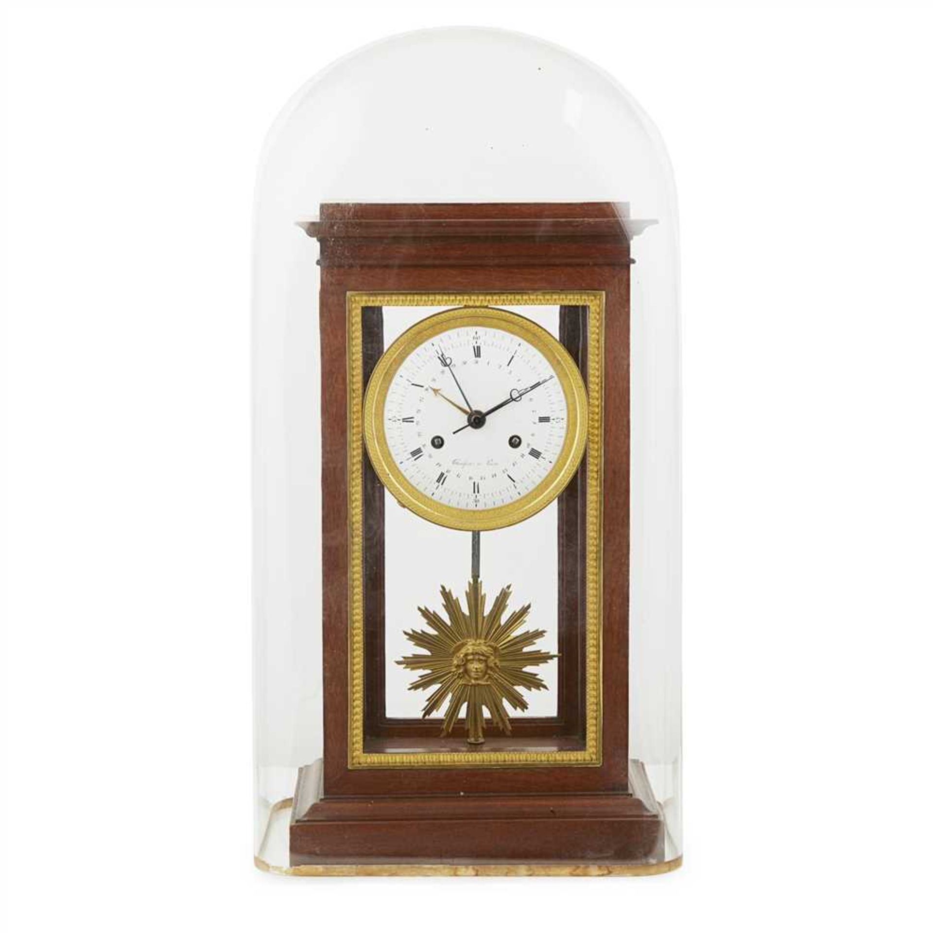 FRENCH EMPIRE MAHOGANY AND GILT METAL PORTICO CLOCK, THONISSEN, PARIS EARLY 19TH CENTURY - Image 5 of 5