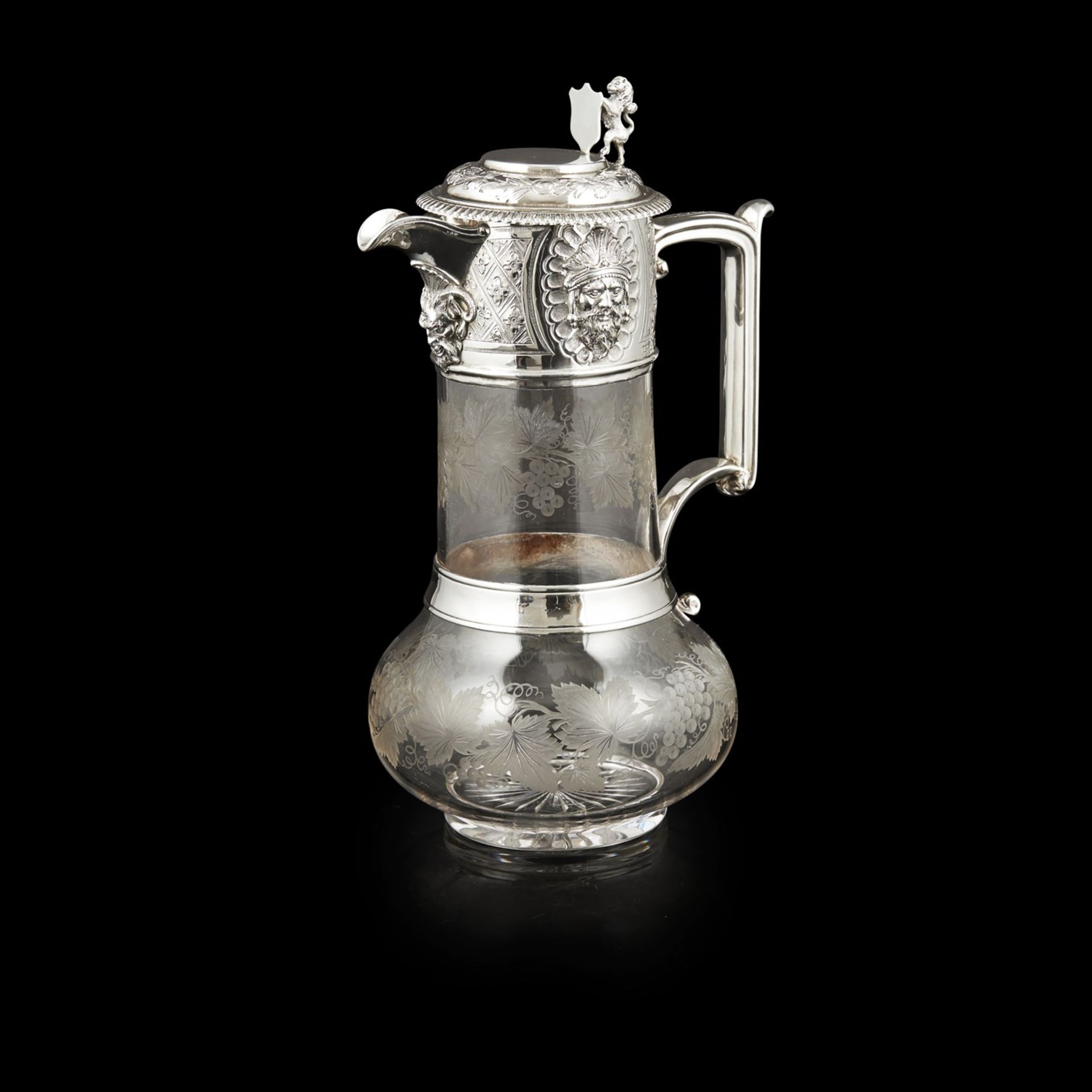 VICTORIAN SILVER MOUNTED GLASS CLARET JUG BIRMINGHAM, 1864 - Image 3 of 5