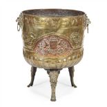 LARGE DUTCH BRASS AND COPPER LOG BIN 19TH CENTURY