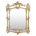 LARGE GEORGIAN STYLE GILTWOOD OVERMANTEL MIRROR 19TH CENTURY