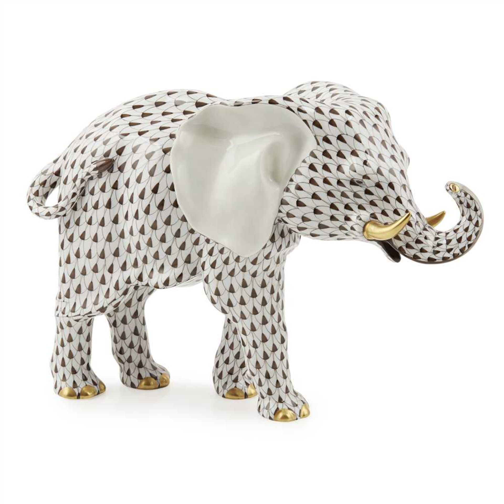 LARGE HEREND FIGURE OF AN ELEPHANT, MAPPIN & WEBB COLOURWAY MODERN