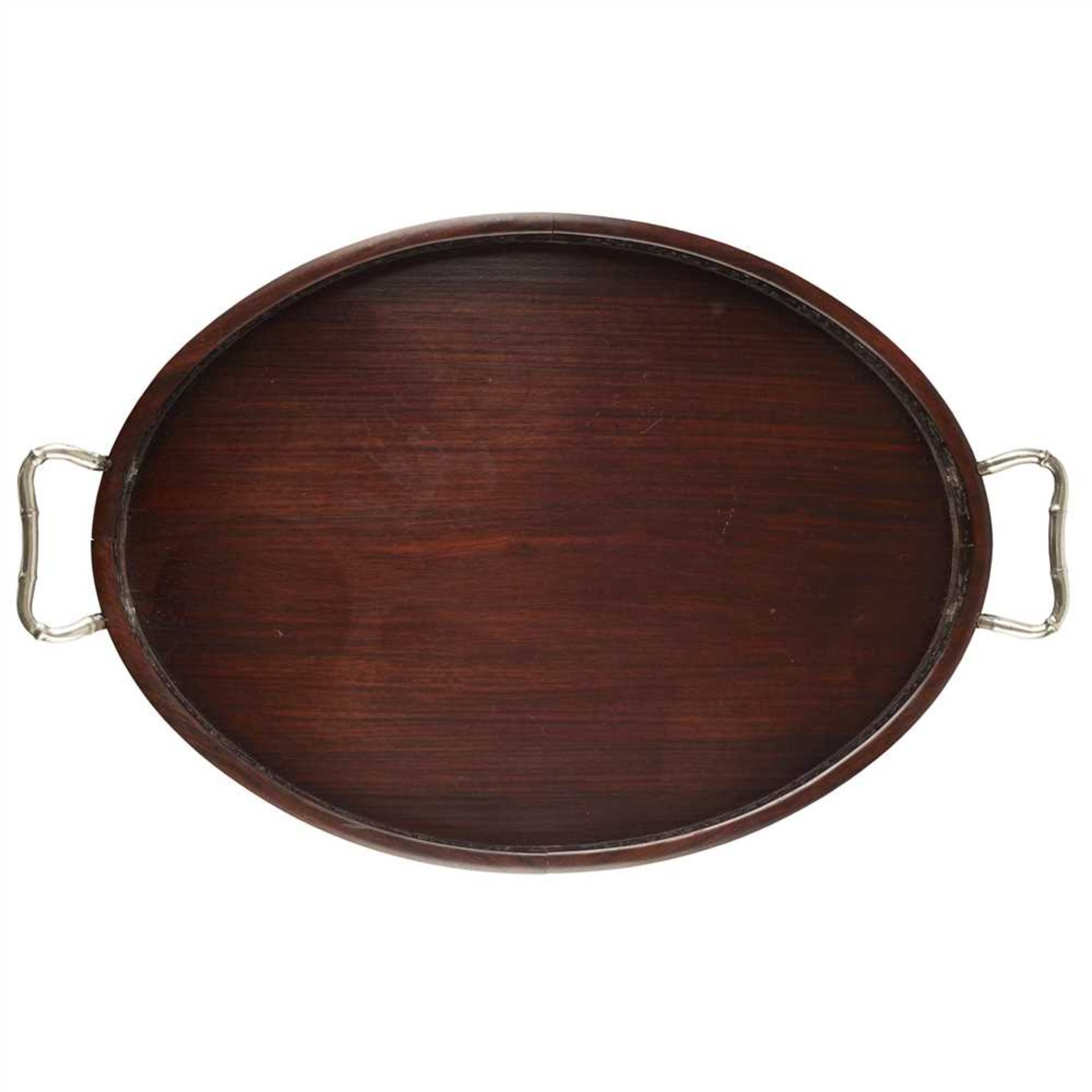 CHINESE EXPORT HARDWOOD SILVER MOUNTED TRAY LATE 19TH/ EARLY 20TH CENTURY - Image 2 of 4