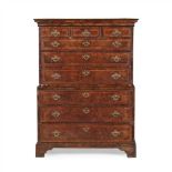 GEORGE I WALNUT CHEST-ON-CHEST EARLY 18TH CENTURY