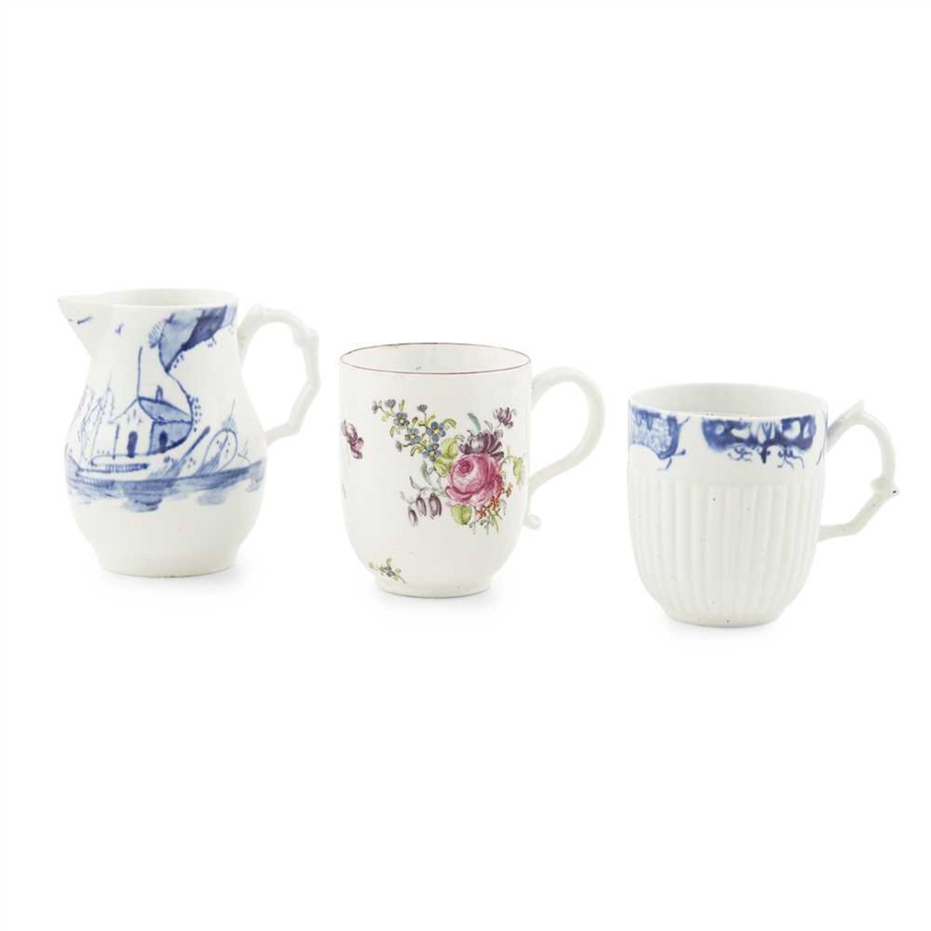 THREE LONGTON HALL PORCELAIN WARES MID 18TH CENTURY