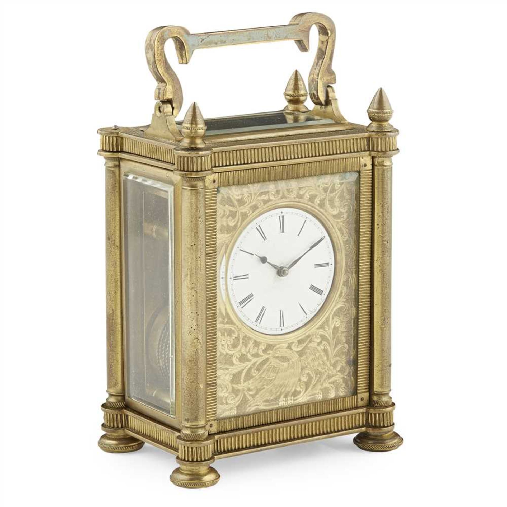 ENGLISH GILT BRASS CARRIAGE CLOCK MID 19TH CENTURY