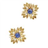A pair of mid-20th century lapis lazuli and diamond set earrings