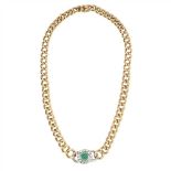 An emerald and diamond set necklace