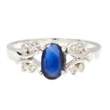 A sapphire and diamond set cluster ring