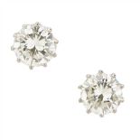 A pair of diamond set ear studs