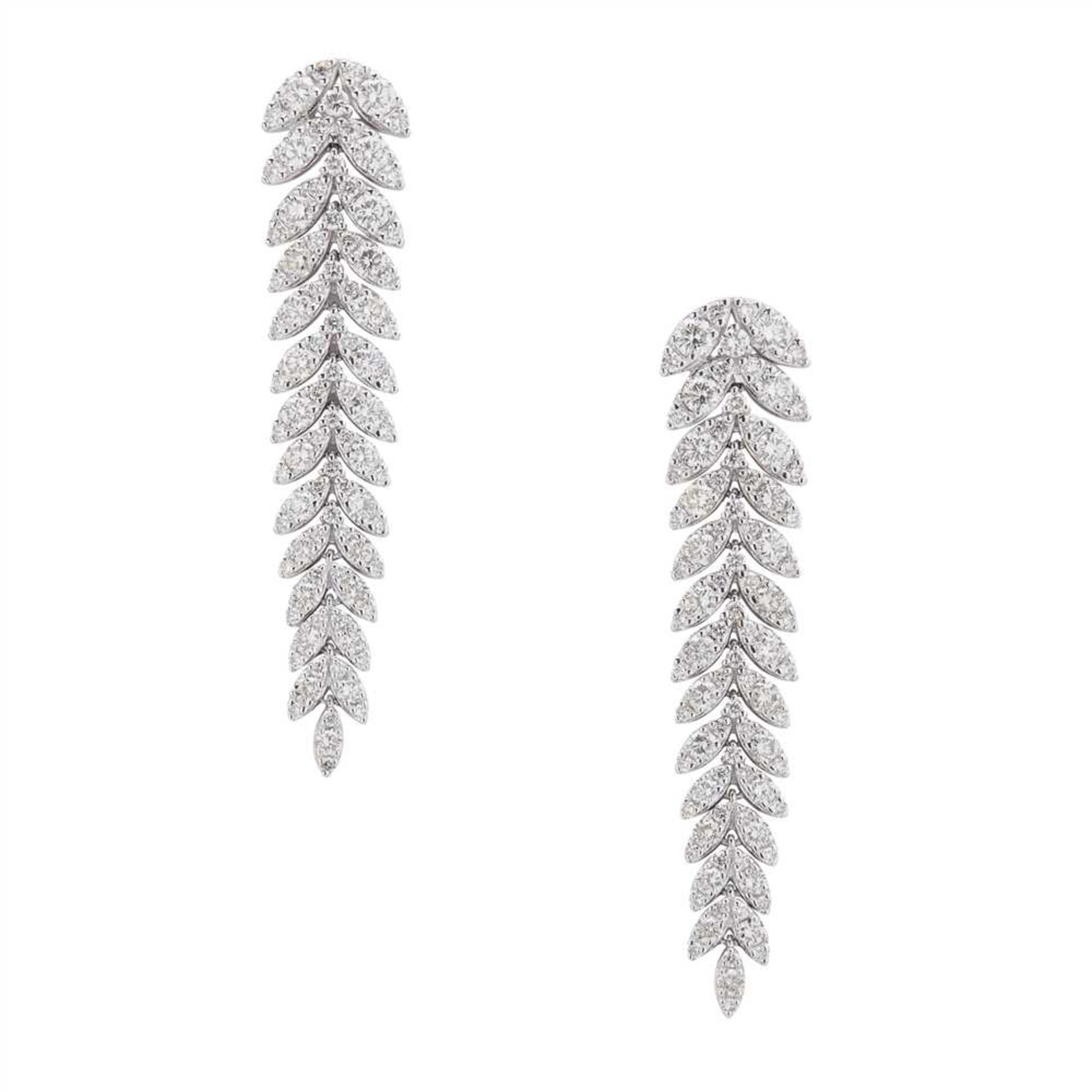 A pair of diamond-set pendant earrings