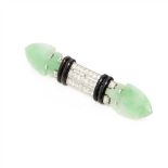 An Art Deco diamond, jade and enamel set brooch, Boucheron