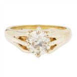 A diamond solitaire ring