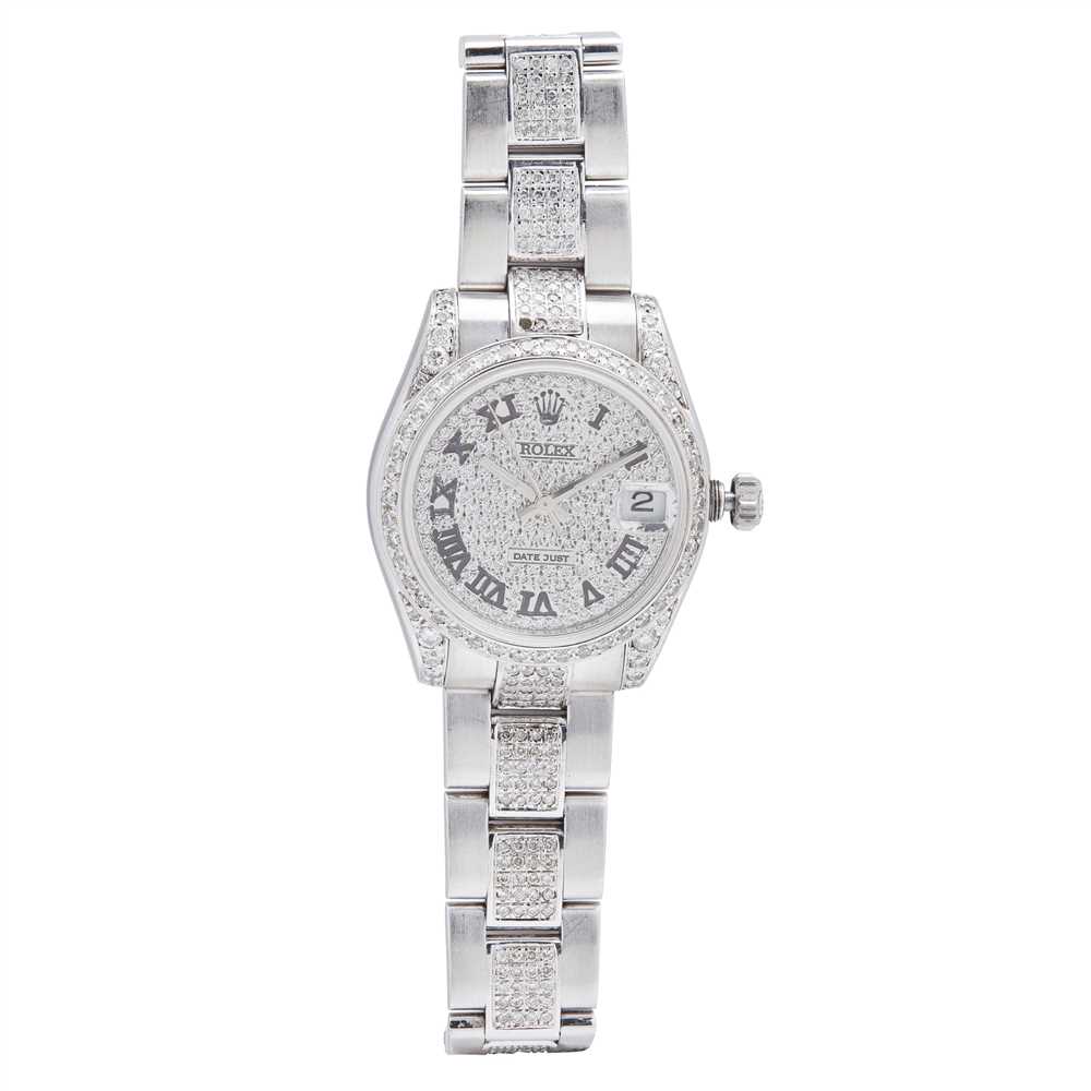 A lady's stainless steel and diamond wrist watch, by Rolex