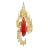 A fire opal and diamond set pendant/brooch, Andrew Grima for H. J. Company