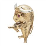 A ruby set bull brooch, Sanz