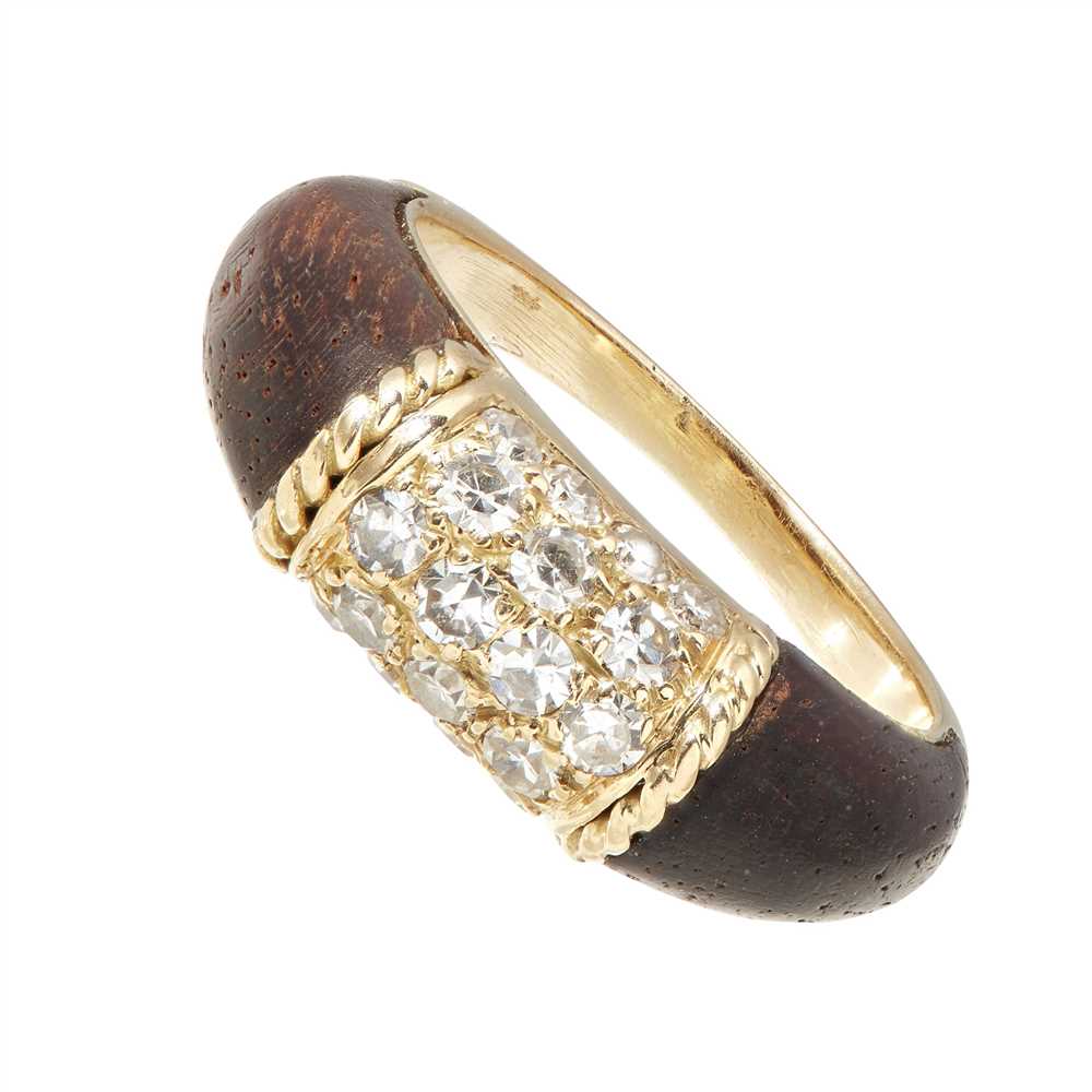 A wood and diamond set ring - Image 2 of 2