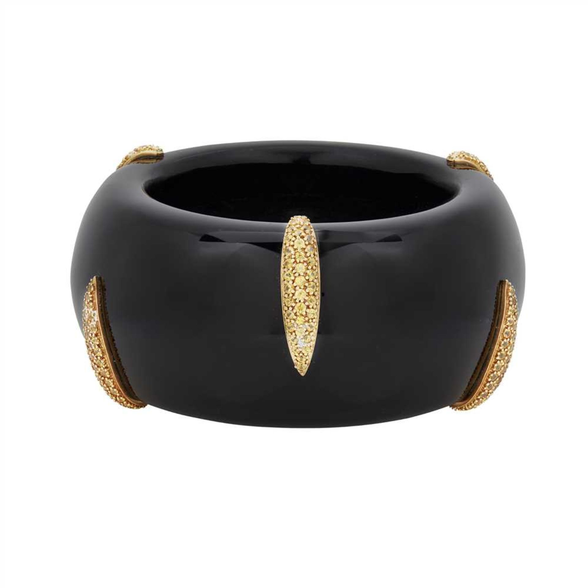 An onyx and yellow sapphire set bangle - Image 2 of 2