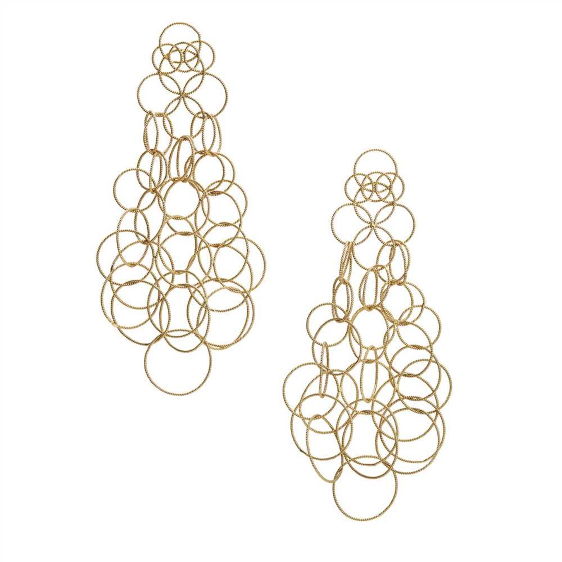 A pair of multi loop pendant earrings