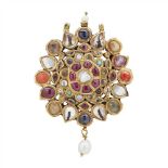 Y An Indian Navaratna gem-set pendant