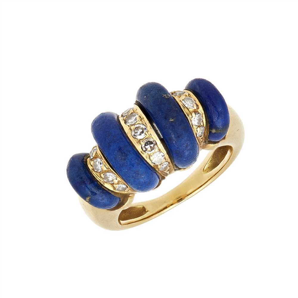 A lapis lazuli and diamond set ring - Image 2 of 2