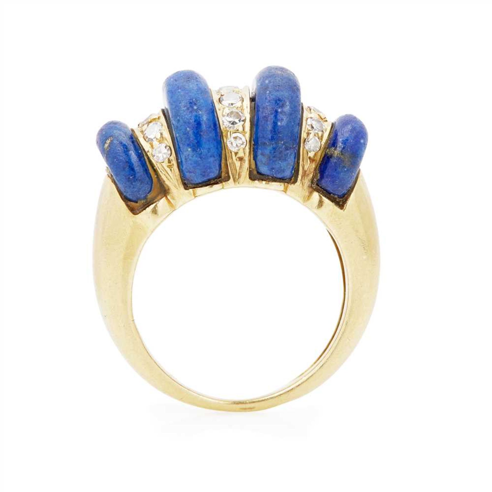 A lapis lazuli and diamond set ring