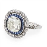 An early 20th century diamond and sapphire set cluster ring