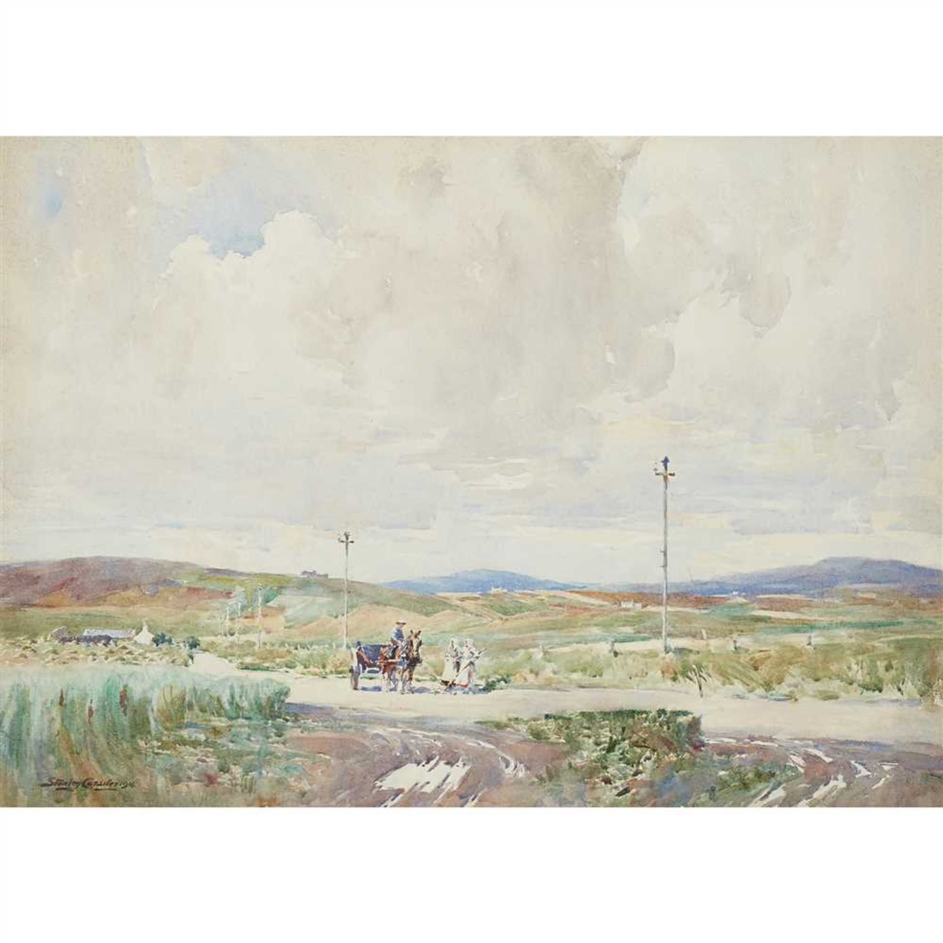 § Stanley Cursiter C.B.E., R.S.A., R.S.A (Scottish 1887-1976) Figures on a Country Road, Orkney