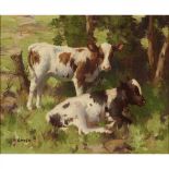 David Gauld R.S.A (Scottish 1865-1936) Calves in a summer landscape