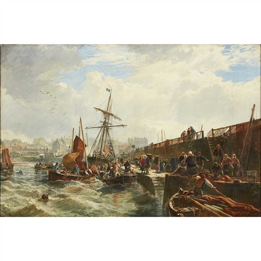 SAM BOUGH R.S.A.., R.S.W. (SCOTTISH 1822-1878) UNLOADING THE CATCH, NEWHAVEN, 1859