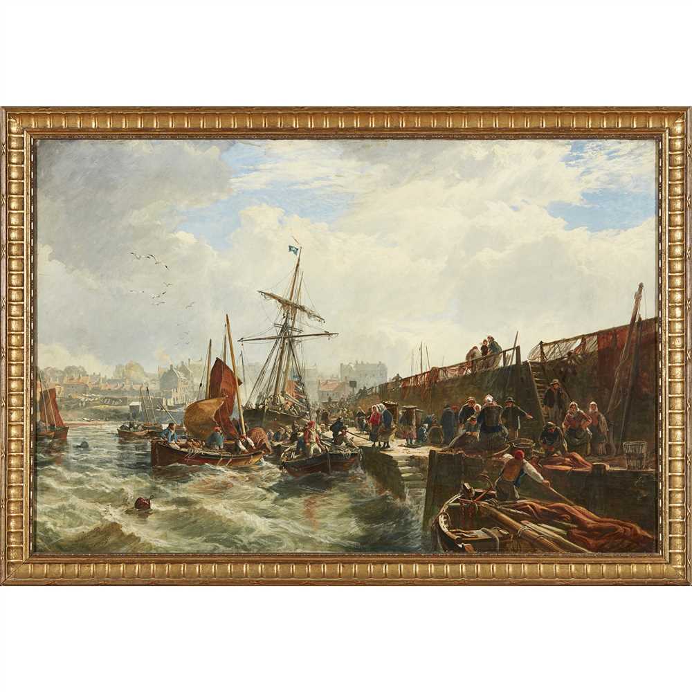 SAM BOUGH R.S.A.., R.S.W. (SCOTTISH 1822-1878) UNLOADING THE CATCH, NEWHAVEN, 1859 - Image 2 of 2