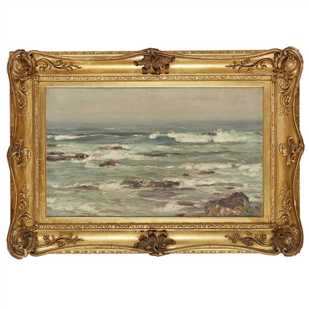 John Campbell Mitchell R.S.A. (Scottish 1862-1922) Waves Breaking on a Deserted Coastline - Image 2 of 2