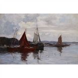 Joseph Milne (Scottish 1857-1911) Fishing boats in harbour